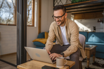 Man work on laptop computer adult caucasian male entrepreneur