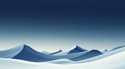 Aufkleber - Snowy mountain landscape under a starry sky at twilight with soft gradients and serene atmosphere. Generative AI