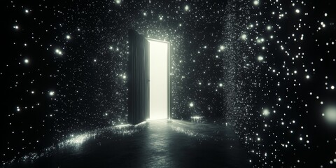 Poster - Open door, cosmic hallway, light, hope, fantasy
