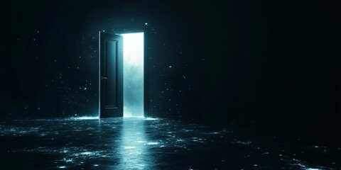 Poster - Glowing Door Opens to Light, Dark Room, Hope