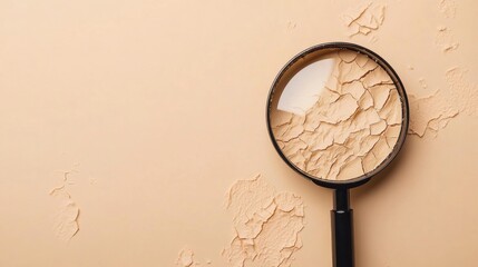 Fototapete - Exploration of dry flaky skin through a magnifying glass revealing intricate textures and details. Generative AI