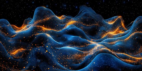 Poster - Glowing nebula landscape, cosmic background, digital art, website banner