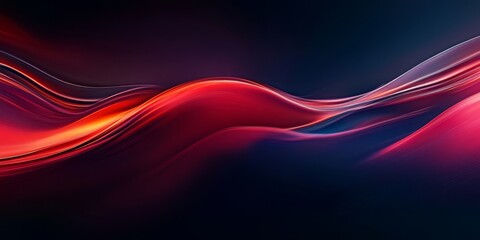 Poster - Abstract red and blue waves flow dark background, digital art, website banner