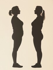 Poster - Silhouette of person demonstrating weight loss transformation and progress in fitness journey. Generative AI