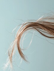 Poster - Close view of a fractured strand of hair against a soft background highlighting its delicate structure. Generative AI