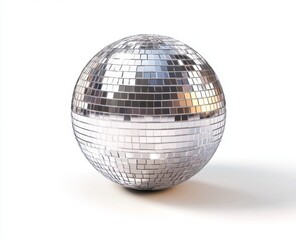 Poster - Studio shot of disco ball reflecting light on white background