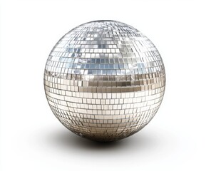 Poster - Silver disco ball isolated, white background, party decoration