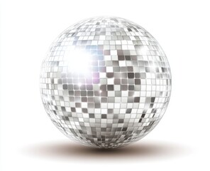 Poster - Shiny disco ball, isolated, white background, party decoration