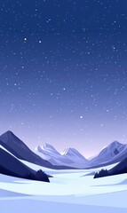 Poster - Snowy mountain landscape under a clear night sky illuminated by countless stars and a gentle gradient of colors. Generative AI