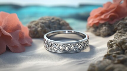 Poster - Luxury wedding band design featuring unique engraving patterns.