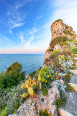 Wall Mural - Breathtaking spring view on the the cape Milazzo panorama of nature reserve.