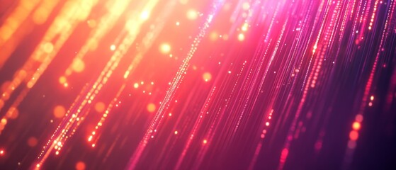 Poster - Pink & Orange Light Streaks, Bokeh Background