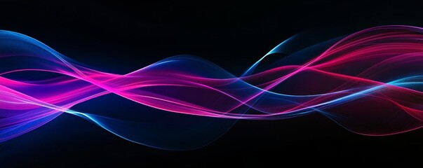 Poster - Abstract Pink Blue Waves Dark Background Design