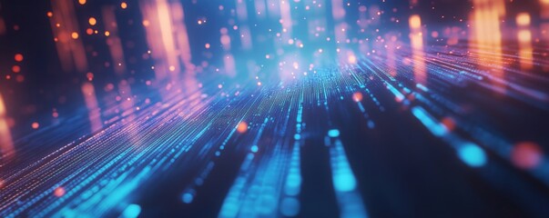 Poster - Digital data stream flowing, glowing, abstract background, technology concept