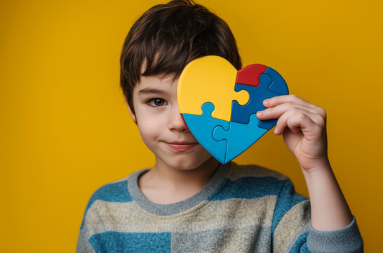 Autism Awareness: A Child's Heart Puzzle. Celebrating diversity, acceptance, and inclusion for a better future. World Autism Awareness Day