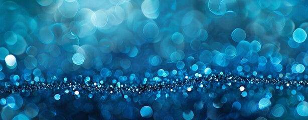 Poster - abstract blue background with bokeh.