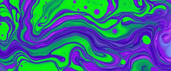 Wall Mural - High-Quality Abstract Art Illustration Featuring Liquid Green and Purple Elements