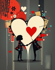 Wall Mural - Abstract Expressions of Love in Graphic Design