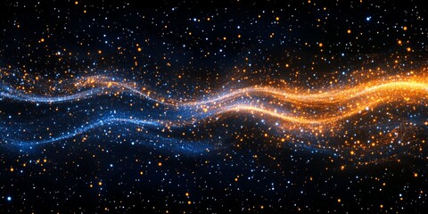 Wall Mural - cosmic energy waves flow through starry night, abstract digital art background