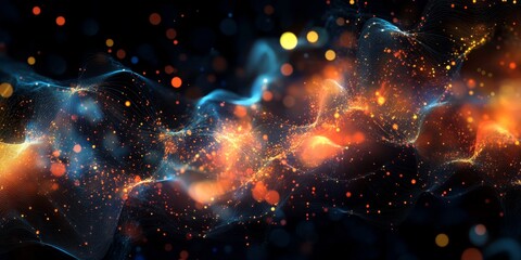 Poster - Cosmic energy flow, dark space, bokeh background, digital art