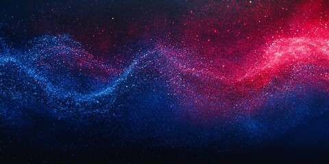 Wall Mural - red blue particle wave digital art background