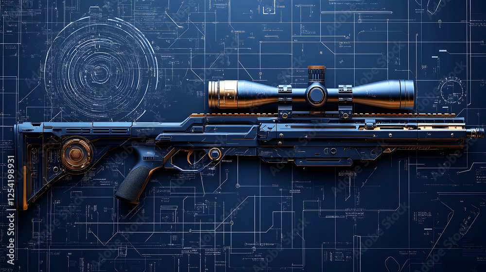 Futuristic Sniper Rifle Blueprint: Precision Weapon Design with ...
