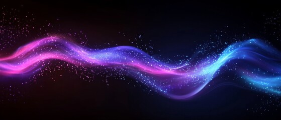 Wall Mural - glowing cosmic wave, dark background, digital art, website header