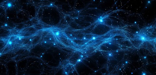 Poster - Cosmic Nebula, Blue Energy, Starfield Background, Sci-Fi Design