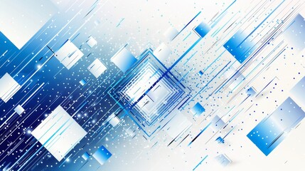 Poster - This dynamic blue geometric design showcases 3D cubes along with sparkling elements, perfect for modern visuals