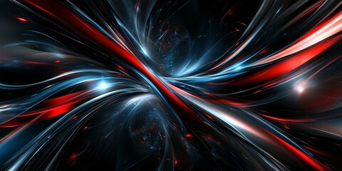 Aufkleber - Abstract Red Blue Light Streams, Dark Background, Digital Art, Wallpaper