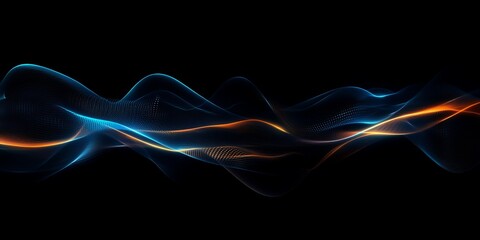 Poster - Abstract glowing waves, dark background, digital art, website header