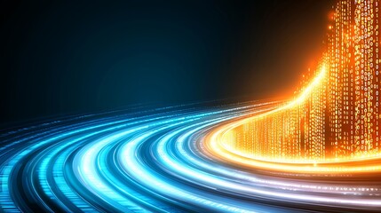 Poster - Abstract Glowing Digital Spiral Design
