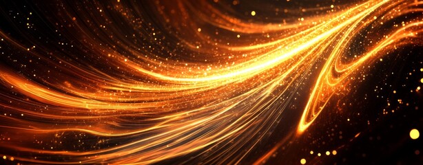 Poster - Golden light streaks abstract background