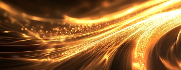 Poster - Golden light streaks swirl, dark background, digital art, website header