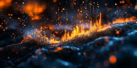 Poster - Burning embers, sparks, dark background, energy texture