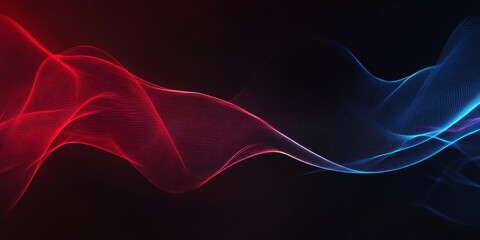 Fototapete - Abstract red blue energy wave flow dark background