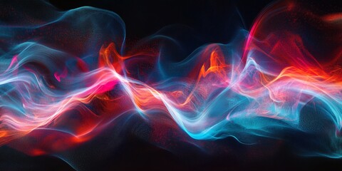 Poster - Abstract red blue energy waves flow dark background design