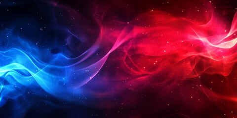 Poster - Red blue cosmic smoke swirls, space backdrop, design element
