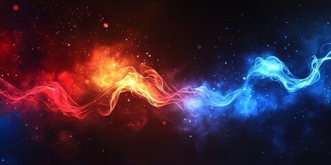 Poster - Red and blue fire abstract cosmic swirl background