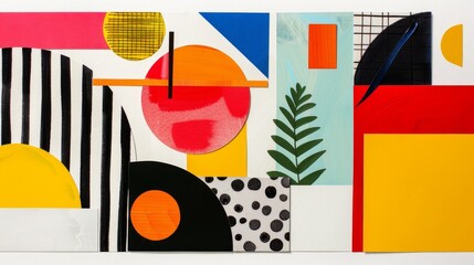 Poster - A vibrant and dynamic composition of geometric shapes combined with bold colors showcased in a modern art style