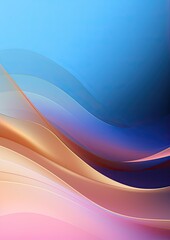 Poster - Blue gold pink abstract wave lines background.