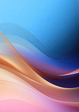 Blue gold pink abstract wave lines background.