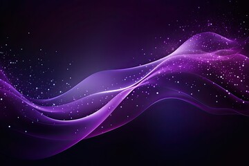 Wall Mural - Digital purple particles wave and light abstract background with shining particles