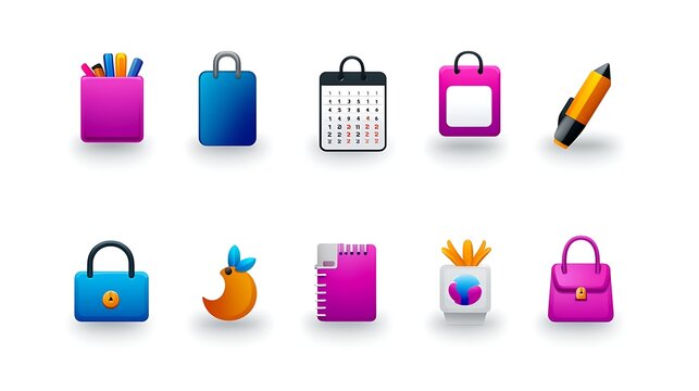 Colorful Pixel Graphic Icons Set