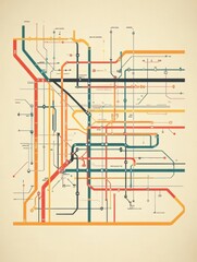 Aufkleber - Detailed metro map layout of an underground public transport system for easy navigation. Generative AI