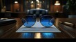 © ALIF JATI KUSUMA - Business document, sunglasses, office desk, illuminated, professional, modern, formal setting