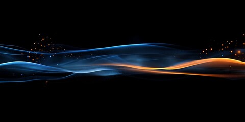 Poster - Abstract Blue Orange Wave Sparks Dark Background Design
