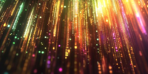 Poster - Colorful light streaks falling, dark background, digital art, celebratory