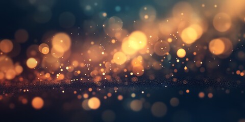 Poster - Golden bokeh lights sparkle on dark background