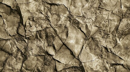 Wall Mural - Light brown rock texture. Rough mountain surface with cracks. Close-up.